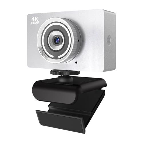 4K UHD Webcam with Microphone, Auto Focus Streaming Web Camera, Noise Canceling Mic, Auto Light Correction, USB Plug & Play Privacy Cover Webcam for PC Laptop Desktop Zoom Meeting Gaming - color: 4K-Moon Silver