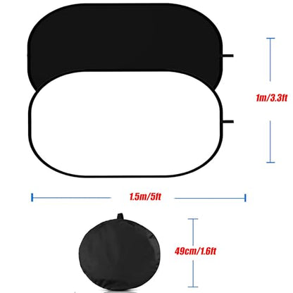 3.3x5ft/1x1.5m Chromakey Backdrop, 2-in-1 Black Screen and White Screen, Collapsible Reversible Pop Up Background for Photography Studio, Live Streaming, Video Shooting (Black/White) - color: Black/White, size: 3.3x5ft