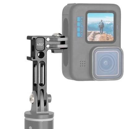HSU Vertical Mount for GoPro, 90 Degree Cold Shoe Direction Adapter | Aluminum 1/4"-20 Screw Hole Tripod Mount for GoPro Hero 13/12/11/10, Osmo Action 6/5 Pro/4/3 AKASO Action Camera (Extension) - color: Extension