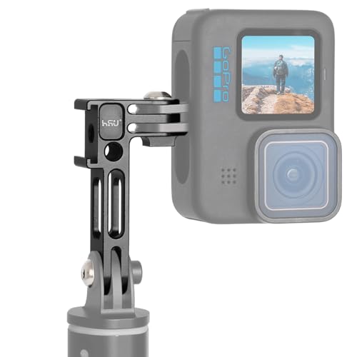 HSU Vertical Mount for GoPro, 90 Degree Cold Shoe Direction Adapter | Aluminum 1/4"-20 Screw Hole Tripod Mount for GoPro Hero 13/12/11/10, Osmo Action 6/5 Pro/4/3 AKASO Action Camera (Extension) - color: Extension