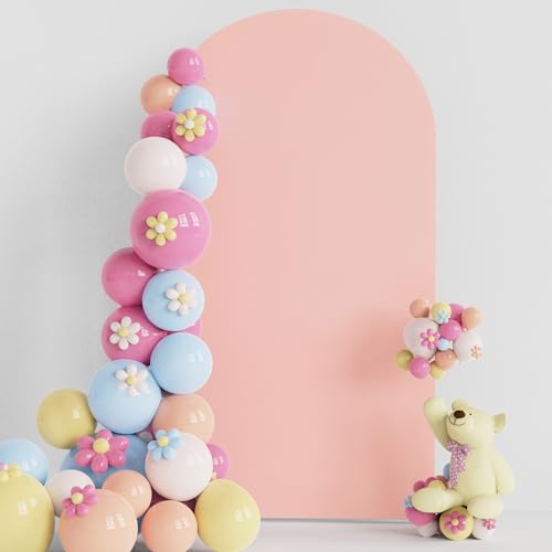 Putros Arch Backdrop Cover, 7.2ft, Arch Covers Stretchy Backdrop, Pale Pink, Spandex Fitted Wedding Arch Cover, Round Top Chiara Backdrop Covers for Birthday Party, Baby Shower Decoration - color: Pale Pink, size: 7.2FT