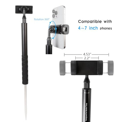 Ground Golf Monopod Phone Stand Holder with Spike Stake, 46" Extendable Selfie Stick & Universal 1/4" Screw - Record Stable Hands-Free Golf Swing Videos for magsafe and All Smartphones - style: Monopod