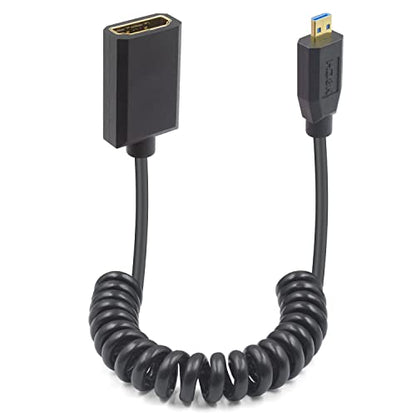 Duttek 8K Micro HDMI Extender Cable - 1FT4FT, 48Gbps Ultra Thin Coiled Cable, Supports Dynamic HDR, 8K@60Hz, 4K@144Hz, 2K@240Hz - style: Micro HDMI Male to HDMI Female