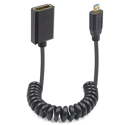 Duttek 8K Micro HDMI Extender Cable - 1FT4FT, 48Gbps Ultra Thin Coiled Cable, Supports Dynamic HDR, 8K@60Hz, 4K@144Hz, 2K@240Hz - style: Micro HDMI Male to HDMI Female