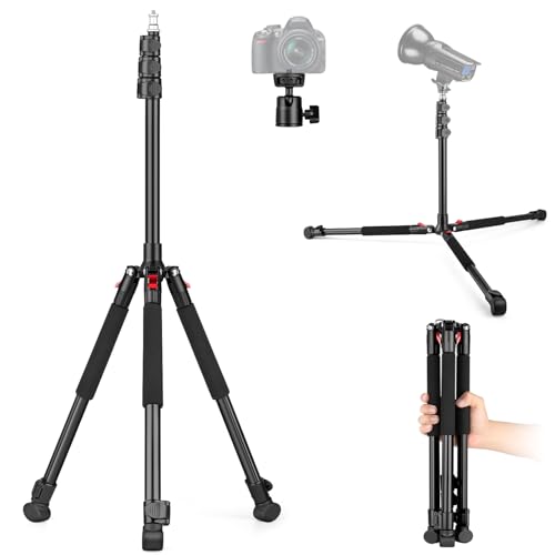 VICTIV Photography Light Stand, 6.56ft/200cm Adjustable Tripod Stand w Head | Compact Lighting Tripod Stand, Compatible with Ring Light, LED Video Lights, Softbox, Webcams, Strobe Light, Digital Camera