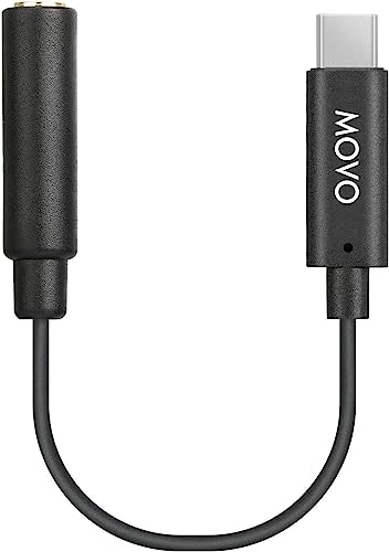 Movo UCMA-1 Female 3.5mm TRS Microphone Adapter Cable to USB Type-C Connector Dongle - Compatible with Samsung Galaxy, Pixel, Moto, HTC, iPad Pro Smartphones and Tablets - USB C to 3.5mm Audio Adapter - size: 3.5mm TRS to USB-C
