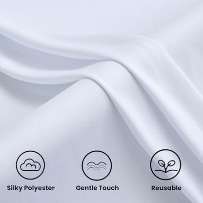 10FTx12FT White Wrinkle-Free Wedding Backdrop Curtain -Silky Washable White Polyester Drapes for Baby Showers, Birthday Parties, Photography, and Wedding Receptions-2 Panels 5FTx12FT - color: White, size: W5' x H12'(2 panels)
