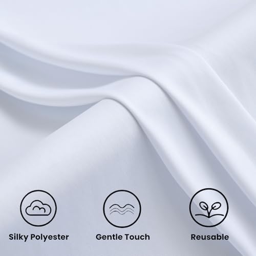 20FTx12FT White Wrinkle-Free Wedding Backdrop Curtain -Silky Washable White Polyester Drapes for Baby Showers, Birthday Parties, Photography, and Wedding Receptions-4 Panels 5FTx12FT - color: White, size: W5' x H12'(4 panels)