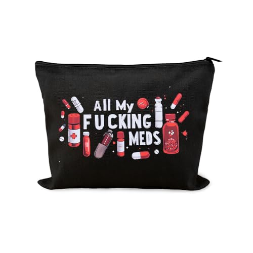 Medicine Storage Organizer Pouch Bag Travel Medication Bag Funny Pharmacist Gifts Physician Assistant Make Up Bags Family Nurse Practitioner Gifts for Women Men Cosmetic and Pill Bags Doctor Pouch - color: Pill Cosmetic Bag