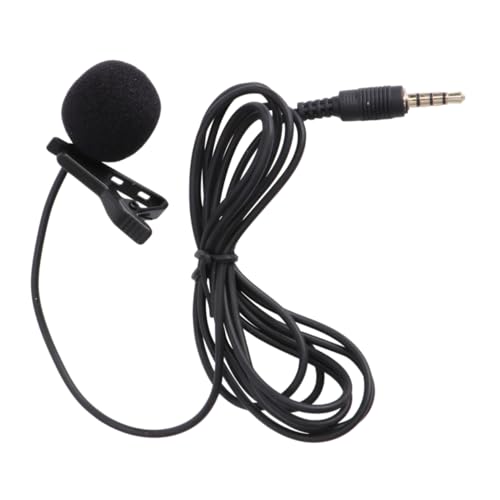 Hemoton Mini Lavalier Microphone for Mobile Phones Clip Condenser Mic for Laptops and Cameras Portable Design Rotary Clip for Video Calls and Recording Black