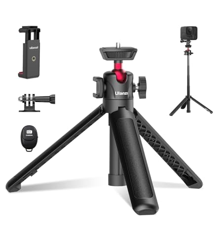 ULANZI MT-16 2-in-1 Mini Tripod Selfie Stick for iPhone Camera Mount, 360° Ball Head & Cold Shoe, Lightweight Tripod Stand for iPhone 17-12 Series/DJI Osmo/Insta360, Action Cam, Vlogging, Travel, DSLR