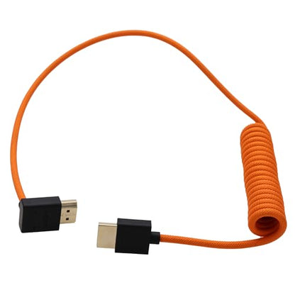 8K 4K High Speed ProRes Raw HDMI Cable for ATOMOS Ninja V Shinobi Ultra, Sony FX2 FX30, Canon C70 R1, S5ii G9 Z9 Camera Monitor Gimbal FEELWORLD Portkeys SmallHD, Up Angled, 50cm Spiral - size: Up Angled to Straight