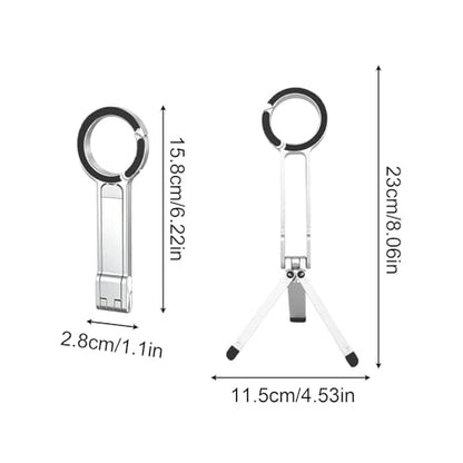 Foldable Magnetic Tripod - Aluminum Adjustable Stand, Strong Grip Holder, Compact Lightweight Mount | Phone Tripod for Outdoor Desk Home Supplies Video Calls Streaming Filming Entertainment Viewing - color: Silver