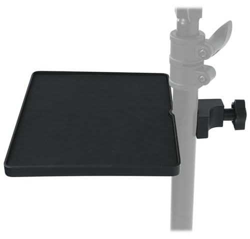Rockville MTRAY Clamp-On Tray Utility Shelf, 9.7 x 7.3 Inches, 15lb Capacity, EVA Foam, Raised Lip, Quick Attach, for Musicians and Performers