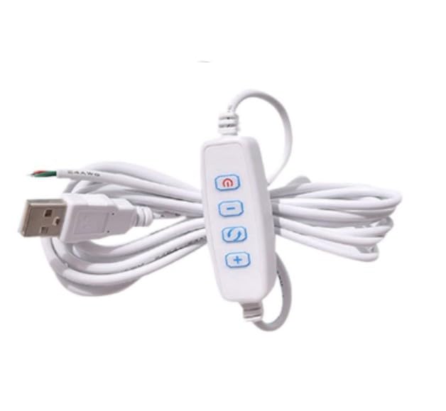 1 Pcs White DC5V USB LED Dimmer Extension Cable with On/Off Switch Adapter LED Dimming Controller for LED Light Bulb Lamps USB-Port Power Cable for Led Light Bulb Lamps