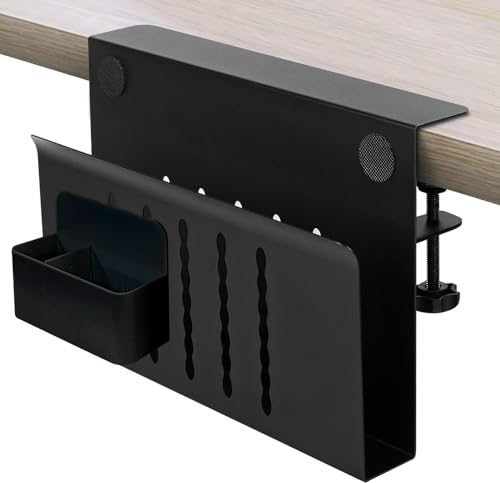 Laptop Holder for Desk, Under Desk Storage Organizer with Pen Slot | osseph Desk Storage, No Drill Clamp to 0.5-2.38" Desks, Cooling Vents Vertical Rack, Magnetic Pen Holder, 22 Lbs Carbon Steel - color: Black