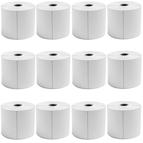 9527 Product 4x6 Direct Thermal Shipping Labels for Zebra 2844 ZP-450 ZP-500 ZP-505,Blank,450 Labels/Roll, 1" Core (12 Rolls) - color: White, size: 12 Rolls | 5400 Labels