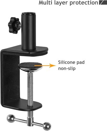 Desk C-Clamp with 1/2" Thread Hole, C Clamp for Microphone Stand, Adjustable Metal Table Clamp on Desk Lamp, Black Desk Lamp Clamp for Swing Arm Magnifying (4, black) - color: Black