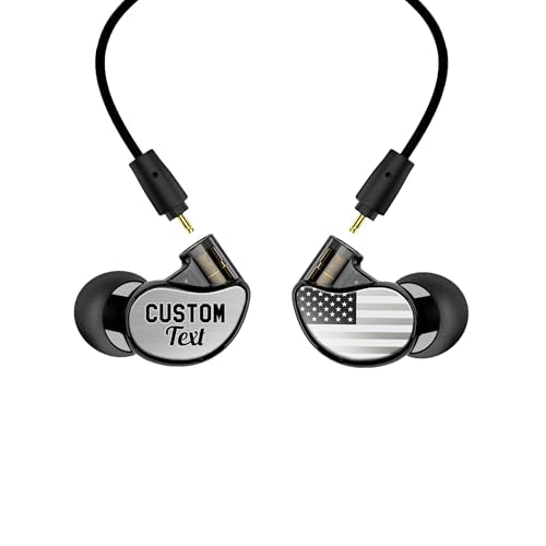 MEE audio Personalized M6 PRO in Ear Monitor Headphones for Musicians w/Engraved Metal Faceplates: Choose an Artwork and/or Add Custom Text, Noise Isolating Professional Earbuds w/Replaceable Cables - color: Black, style: Customized IEMs