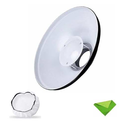 Godox 16.5inch/42cm White Beauty Dish Bowens Mount Reflector w/White Diffuser, Light Modifier for Bowens Mount Studio Strobe Flash Light Monolight for Godox SK400II, AD600Pro, AD600BM, MS300 - color: white