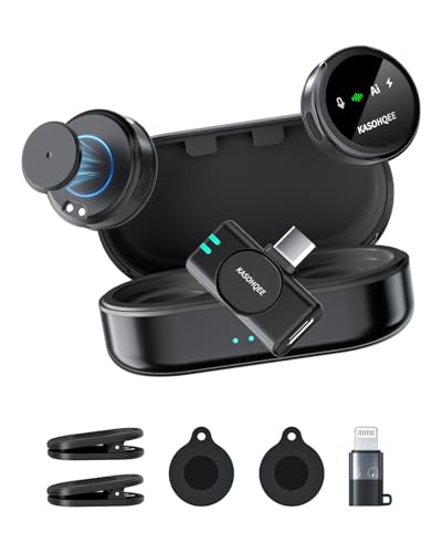 Wireless Lavalier Microphone for iPhone 17/16/15/14, iPad & Android, Magnetic Clip-on Mini Mic with Charging Case,30H Playtime Plug-Play Lapel Lavalier Mic for Vlog TikTok, AI Noise Reduction