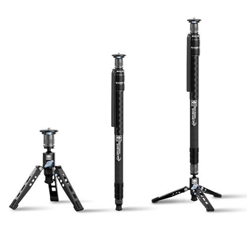 SIRUI SVM-145 Rapid Monopod with Feet, 57” Professional Carbon Fiber Camera Monopod, One-Step Rapid Height Adjustment, Modular 3 in 1, Max Load 22lbs - size: SVM-145