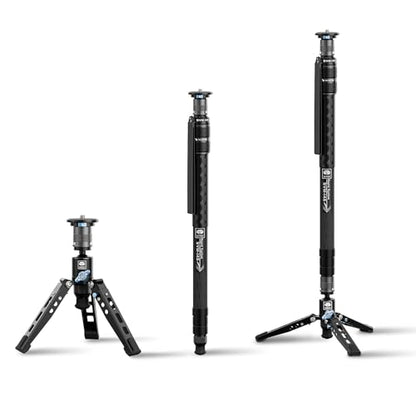 SIRUI SVM-145 Rapid Monopod with Feet, 57” Professional Carbon Fiber Camera Monopod, One-Step Rapid Height Adjustment, Modular 3 in 1, Max Load 22lbs - size: SVM-145