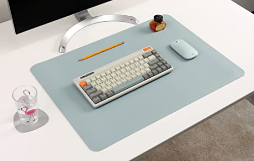 Dual-Sided Leather Desk Pad,Blotter for Laptop Computer,Mouse Pad,Writing,Drawing,Arts and Craft Mat (17"x24", Blue/Silver) - color: Blue/Silver, size: 17"x24"