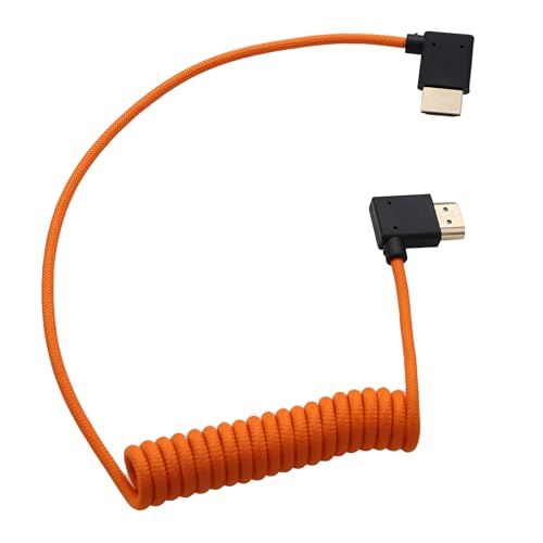 HDMI Cable 8K 4K 60p for Atomos Ninja V Shinobi Ultra, Canon Nikon Sony Lumix Fujifilm Blackmagic ZCAM Portkeys FEELWORLD Andycine Gorga SmallHD Gimbal, Right Left Angle, 50cm - size: Left to Right Angled