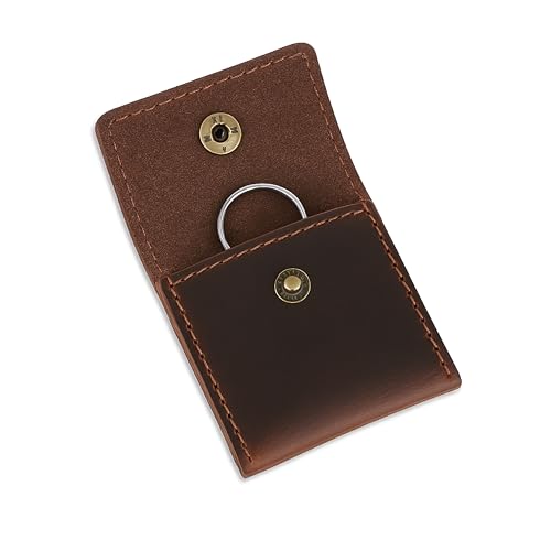 Leather Ring Pouch, Brown Leather Jewelry Holder, Wedding Case for Men and Women - Full Grain Pouch for Engagement Handcrafted Bridal Jewellery Storage, Guitar Picks Camera SD Card Holder - color: Brown