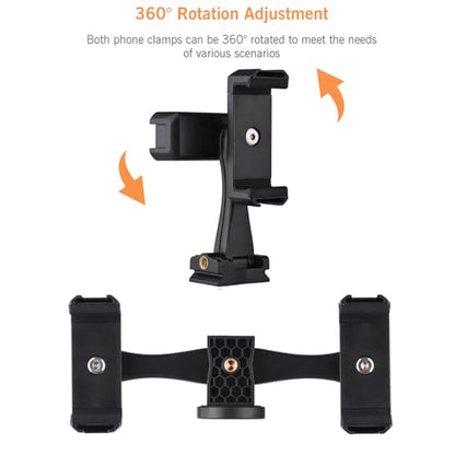 Andoer Multifunctional Smartphone Video Kit Including Universal Phone Tripod Mount with Dual Phone Holders 4 Cold Shoe Mounts + Desktop Tripod for Vlog Live Streaming Oline Video Teaching Meeting