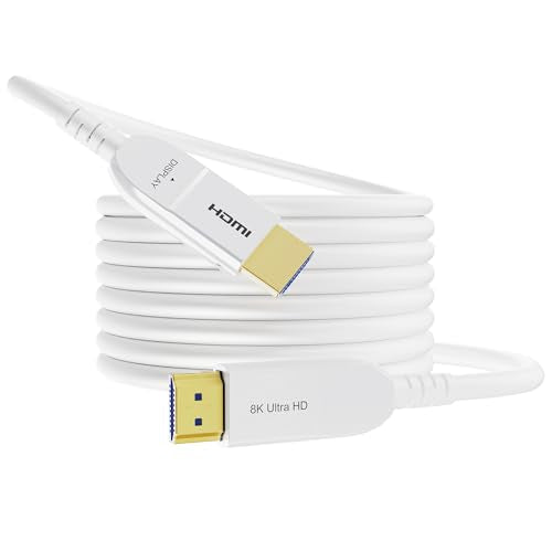 8K Fiber Optic HDMI Cable 75FT, Long Active HDMI 2.1 Cable 48Gbps Ultra High Speed 8K@60Hz 4K@120Hz HDR10 eARC 3D HDCP 2.3 Compatible for Laptop, PC, Monitor, PS5, PS4, Xbox, HDTV, Projector - size: 75FT