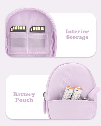 Soft Camera Case Compatible With Kodak Pixpro FZ45 FZ55 & Camkory FHD 1080p, Lightweight Digital Camera Carrying Case With Extra SD Cards Storage, Protective Travel Bag - Perfect Gifts, Violet - color: Violet