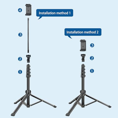 Phone Tripod Stand, 85" Tall Cellphone Tripod for iPhone with Gooseneck Remote, Flexible Portable Phone Stand for Recording, Compatible with iPhone 14 13 12 Pro Android Camera