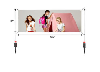 Adjustable Banner Pole Holder with Stake Outdoor Horizontal Banner Post Stand for 10'W X 3'H Banner,Advertising Displays Stand Yard Sign Displays with Carrying Bag (Hardware only)