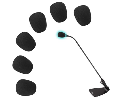 SOULWIT 6Pcs Pop Filter for Shure MX412/MX418/MX405/MX391/MX202/MX410 Series, CVG12/CVG18-B/C Gooseneck Microphone, Protective Mic Cover Windscreen Foam - Black