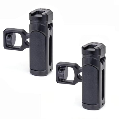 Zeadio Adjustable Camera Side Handle with 1/4"-20 Knob & Cold Shoe Mount for Mirrorless DSLR Cameras Phone Stand, for Recording, Vlog Tripod, Phone Vlogging Kit, Travel Tripod etc (Pack of 2)