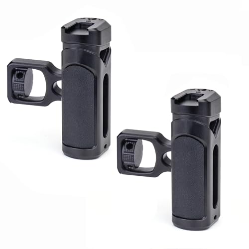 Zeadio Adjustable Camera Side Handle with 1/4"-20 Knob & Cold Shoe Mount for Mirrorless DSLR Cameras Phone Stand, for Recording, Vlog Tripod, Phone Vlogging Kit, Travel Tripod etc (Pack of 2)