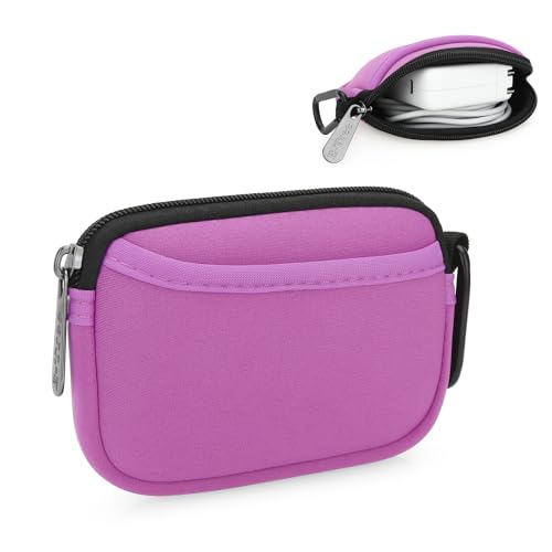 E-Tree Mini Neoprene Pouch Case for Phone Charger Airpods Cables Earphones MagSafe Power Adapter Keys Keychain Small Accessories Storage Organizer Tech Bag, Coin Purse Wallet, Zipper Pocket (Pink) - color: Pink
