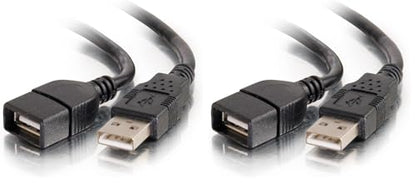 C2G 52107 USB A to A Long USB Extension Cable, 6.56 Feet (2 Meters), Black (Pack of 2) - color: Black, size: 6.6 Feet (Pack of 2), style: USB A Male to A Female