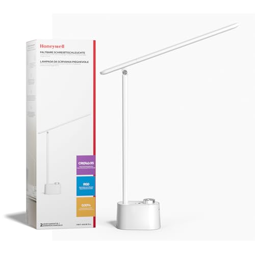 Honeywell Upgraded LED Desk Lamp - H01 Pro Sunturalux™ Foldable Desk Light with USB A+C Charging Port, 3 Color Modes Dimmable Table Lamp for Home Office Reading(White) - color: White