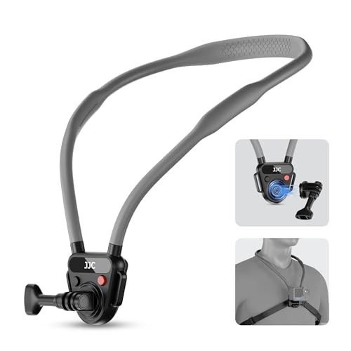 JJC Neck Mount for Action Camera, POV Neck Holder for Gopro 13/12/11, DJI OSMO Action 5 Pro/4, Insta360 X5/X4/Ace Pro, AKASO, Quick Release & Angles Adjustment for Content Creating Video Filming - color: Black, size: For Action Cameras Only
