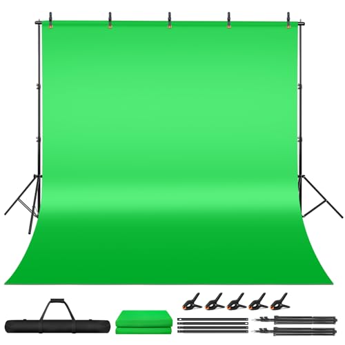 Green Screen Backdrop Kit, 6.5 x 10 Ft Portable Greenscreen Background with Stand, 5 Clamps & Carrying Bag for Photography, Streaming, Zoom, Gaming, YouTube - color: 119× 78IN Green