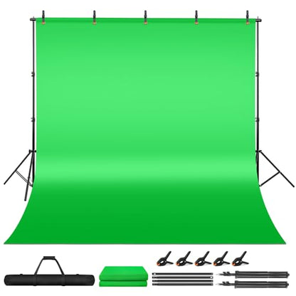 Green Screen Backdrop Kit, 6.5 x 10 Ft Portable Greenscreen Background with Stand, 5 Clamps & Carrying Bag for Photography, Streaming, Zoom, Gaming, YouTube - color: 119× 78IN Green