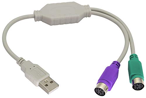 12Inch White PS/2 to USB Adapter Keyboard Mouse Converter Cable,USB Male to Dual PS2 Female Y Splitter Cable,Support Win98/ME/2000/XP/7/8/8.1,etc.(30cm/1Pack) - color: White