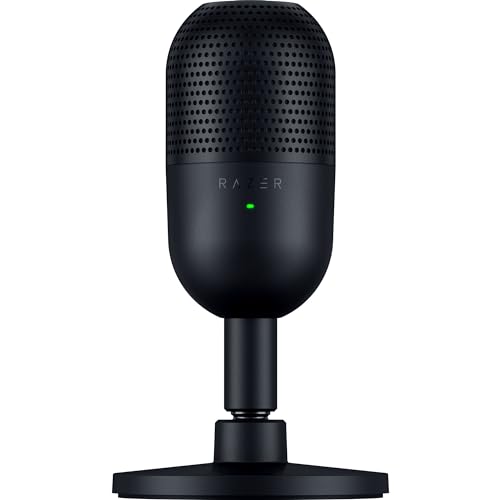 Razer Seiren V3 Mini USB Microphone: Condenser Mic - Supercardioid Pickup Pattern - Tap-to-Mute Sensor with LED Indicator - Shock Absorber - Ultra Compact - PC, Discord, OBS Studio, XSplit - Black - color: Black