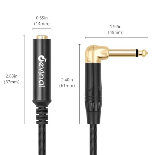 Right Angle 1/4 Inch TS Male to 1/4 Inch TS Female Cable, 6.35mm Mono Connector Patch Extension Adapter Best for V Shape Guitar 1 FT - color: 1 FT 1 pcs