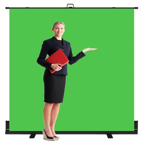 LIHONG(78.7"x78.7"Large Fabric) Pop Up Green Screen Collapsible Chroma Key Backdrop,Portable Retractable Photo Background for Tiktok Video,Live Game,Pull-up&Down Style - color: Green, size: Wider(78.7x78.7 in)