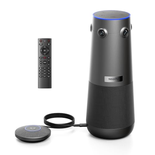 NEARITY 360 Alien 4K Video Conference Camera with Microphone, 8MP Video Conferencing Webcam, 3 AI Modes, 6 Noise Cancelling Mics, Auto Framing, Conference Webcam for PC/Laptop/SmartBoard - color: Gray
