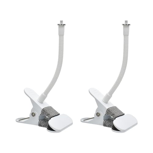 Holicfun Indoor Outdoor Security Camera Flexible Clip Mount, White, 2-Pack | Universal 1/4"-20 threaded clamp bracket, fits Ring/Blink/Wyze/Arlo and more, 15cm adjustable gooseneck arm - color: White, size: Short Arm (2-Pack)